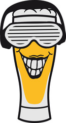 dj musik club disko kopfhörer sonnenbrille glas saufen logo design bier krug oktoberfest trinken feiern party alkohol flasche