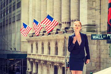 Young businesswoman working in New York