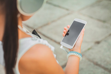 pretty girl with white phone