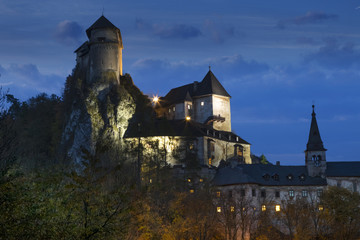 Fototapeta na wymiar medieval castle at night, Oravsky castle, Slovakia