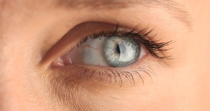 closeup of woman's eye. blue eye