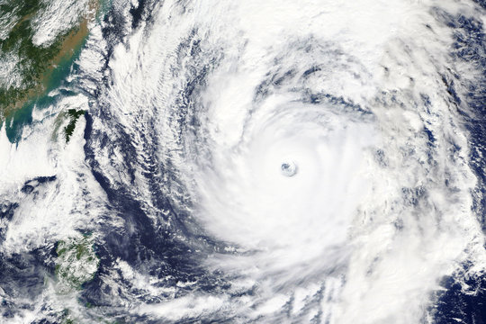 Typhoon LAN heading towards Japan in October 2017 - Modified elements of this image furnished by NASA 
