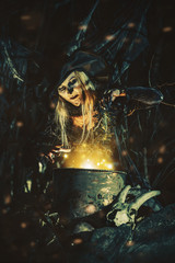 witch cooks a potion