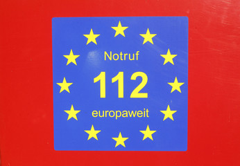Schild 112 Notruf Europaweit