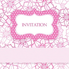 Invitation Card with Flowers in a folk style.