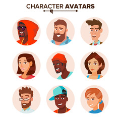 People Characters Avatars Set Vector. Cartoon Flat Isolated Illustration