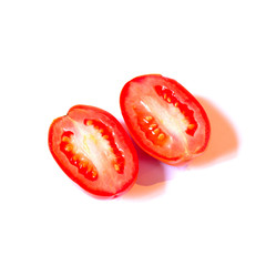 tasty red tomato on white background, isolate food photo