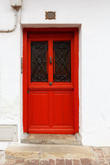 old entrance doors to the building. beautiful wooden doors of European style.