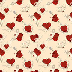 pattern illustration of a hand holding a valentine's day