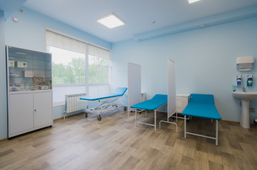 Interior of surgical recovery area in hospital