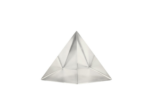 Pyramid glass / View of pyramid glass on white background.
