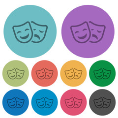 Comedy and tragedy theatrical masks color darker flat icons