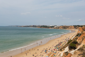Fototapeta na wymiar Aerial view of a Falesia beach near Albufeira in Algarve, Portugal