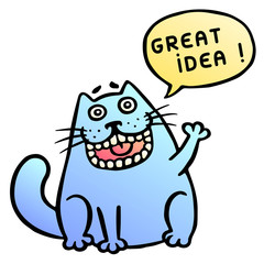 Great idea. Cute cat shout. Vector Illustration.