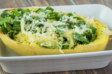 Spinach cheese spaghetti squash.