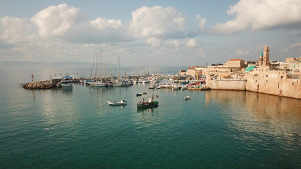 Fototapeta na wymiar A fishing village by the Mediterranean sea