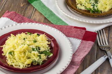 Spinach cheese spaghetti squash.