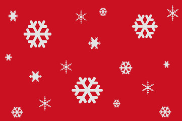 Illustration of White Snowflakes on Red Background