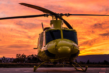 Helicopter on a sunset
