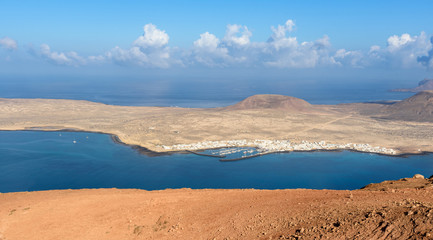 view of La Graciosa island from the Mirador del Rio, Lanzarote, Canary islands, Spain