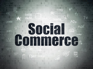 Marketing concept: Social Commerce on Digital Data Paper background