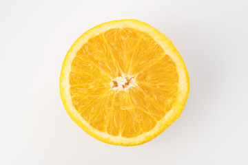 Top View of Cross section of Orange Fruit Shot in Studio