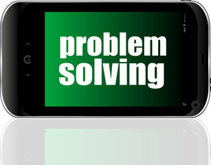 business concept. text problem solving . Detailed modern smart phone