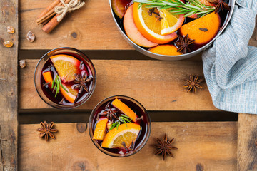 Christmas winter hot drink, mulled wine