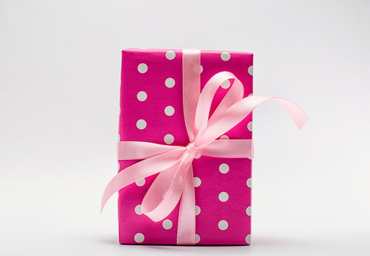 Pink Gift Box On White