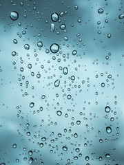 Rain water drop on glass