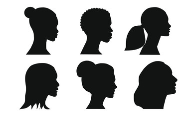 profil silhouette von jungen schönen frauen verschiedener ethnien © Levtrona