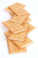 crackers on white background
