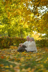 Senior couple relaxing  in park