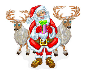 Santa Claus and reindeers