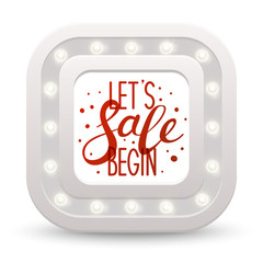 Square frame with shining light bulbs