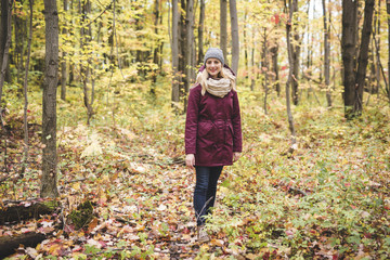 Outdoor atmospheric lifestyle photo of young beautiful lady.