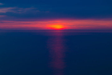 Long exposure view of the sea and the sky after the sunset