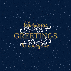 Christmas design with a blue background with snowflakes and greetings
