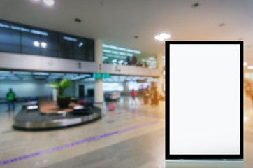 mock up of blank advertising light box or showcase billboard for your text message or media and content in airport background, commercial, marketing and advertising concept