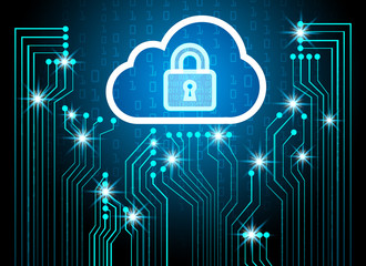 Cyber Security Data Protection Business Technology Privacy concept, key lock and cioud virtual screen technology background, Abstract cyber hi speed digital technology, vector illustration