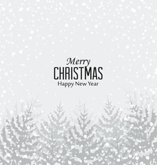 Obraz premium Vector illustration of a snowy forest. Merry Christmas trees