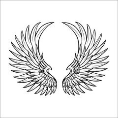 black and white isolated wings graphic style