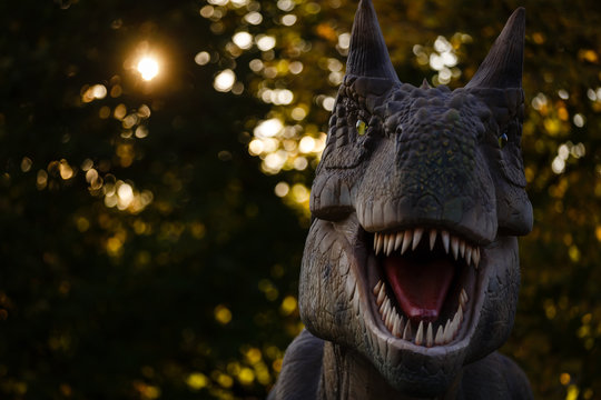 3D rendering scene of the giant dinosaur destroy the park