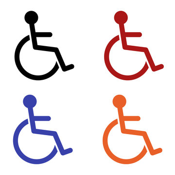 editable icon of handicapped in colors black red blue and orange isolated for applications and web pages