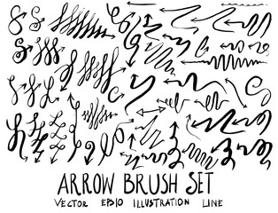 Set of arrow brush illustration Hand drawn Sketch line vector eps10