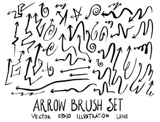 Set of arrow brush illustration Hand drawn Sketch line vector eps10