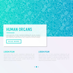 Human internal organs concept with thin line icons. Vector illustration for banner, web page, print media.