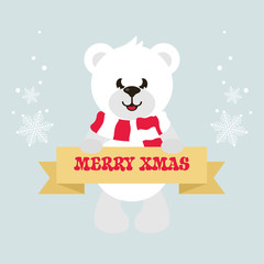cartoon cute white bear with sign vector