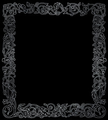 Silver frame with floral ornament stranded. Baroque style.