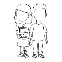 School kids friends cartoon icon vector illustration graphic design